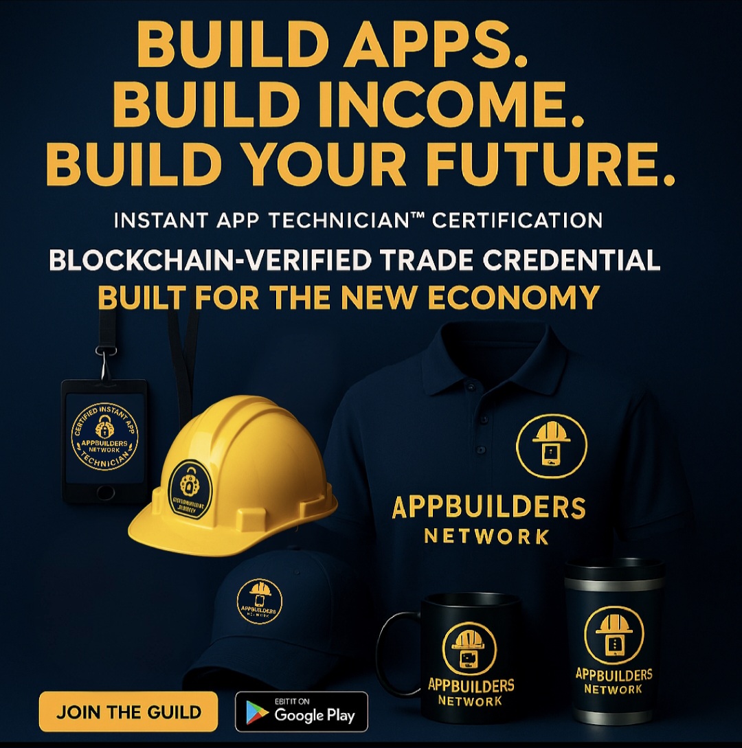 AppBuilders Network hoodie, cap, mug and hard hat founders merch